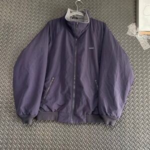 Vintage Lands' End Navy Blue Bomber Therma Check Fleece Lined Jacket‎ Men Size L